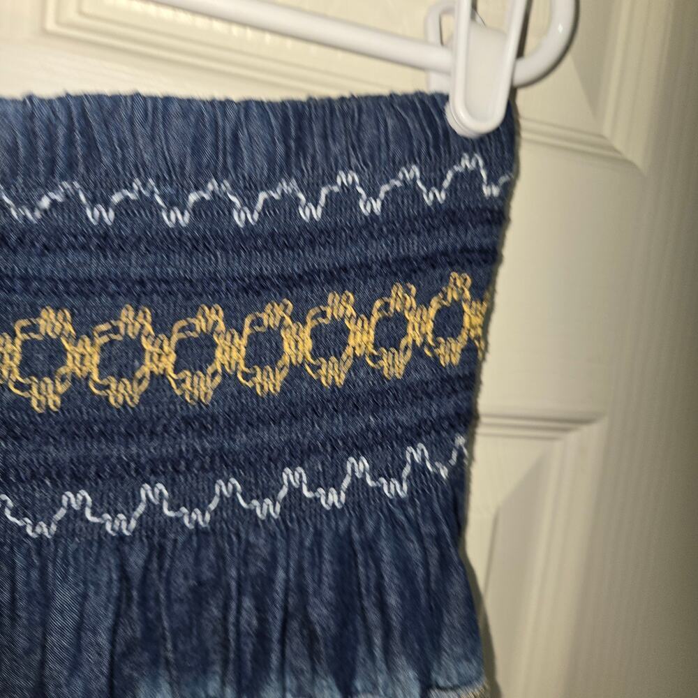 DREFBURY Embroidered Tiered Denim Maxi Skirt XL - Picture 5 of 9